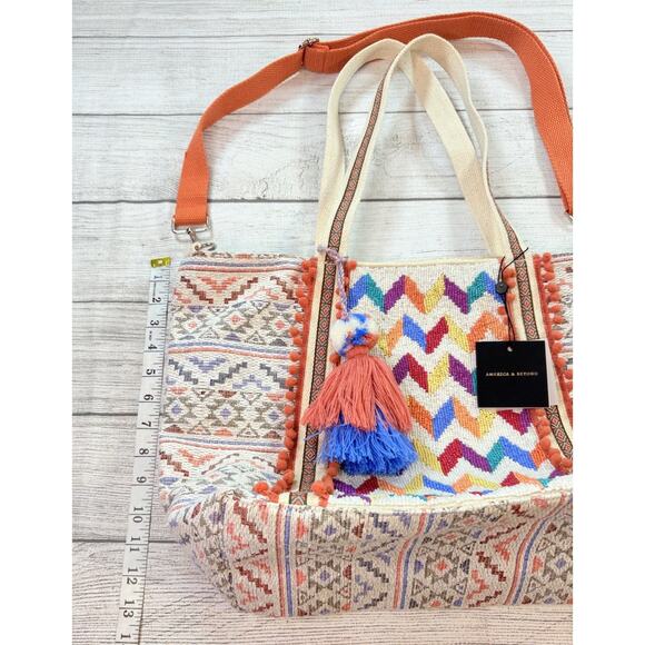 AMERICA & BEYOND Beyond/Embellished Tote Bag 3 Piece Set Boho Made In India - Picture 7 of 16